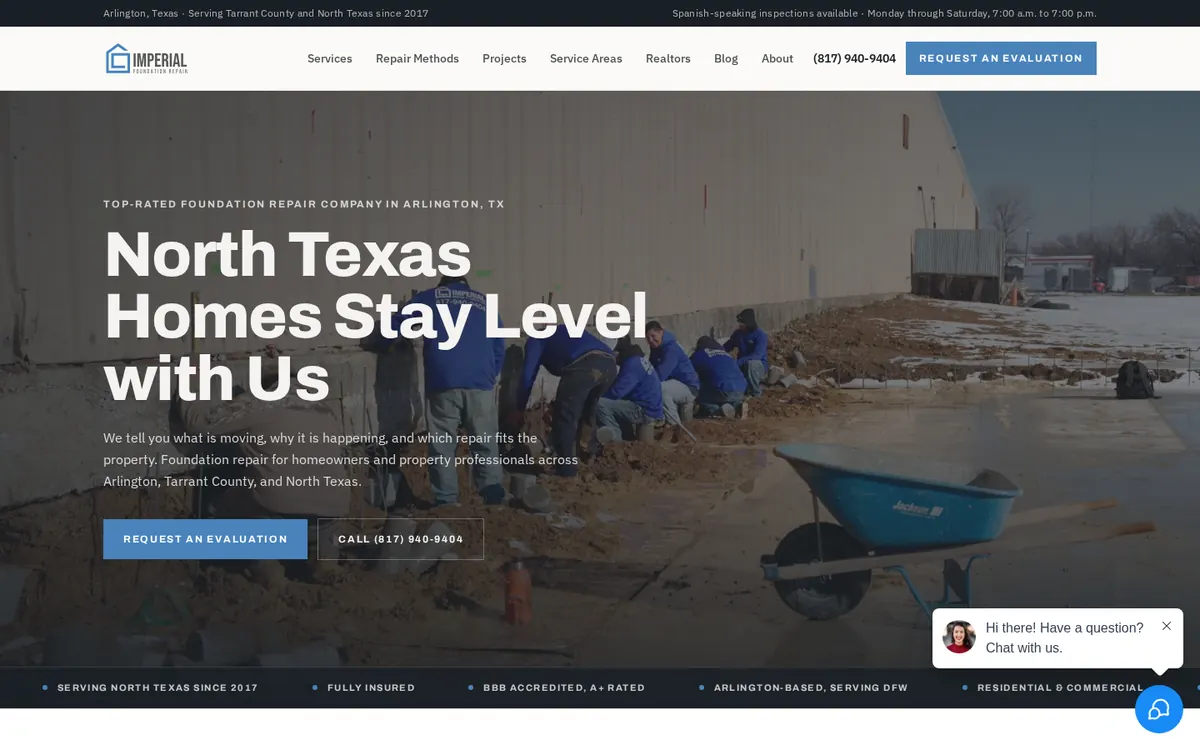 Imperial Foundation Repair homepage hero