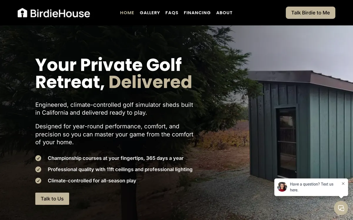 The Birdie House homepage hero