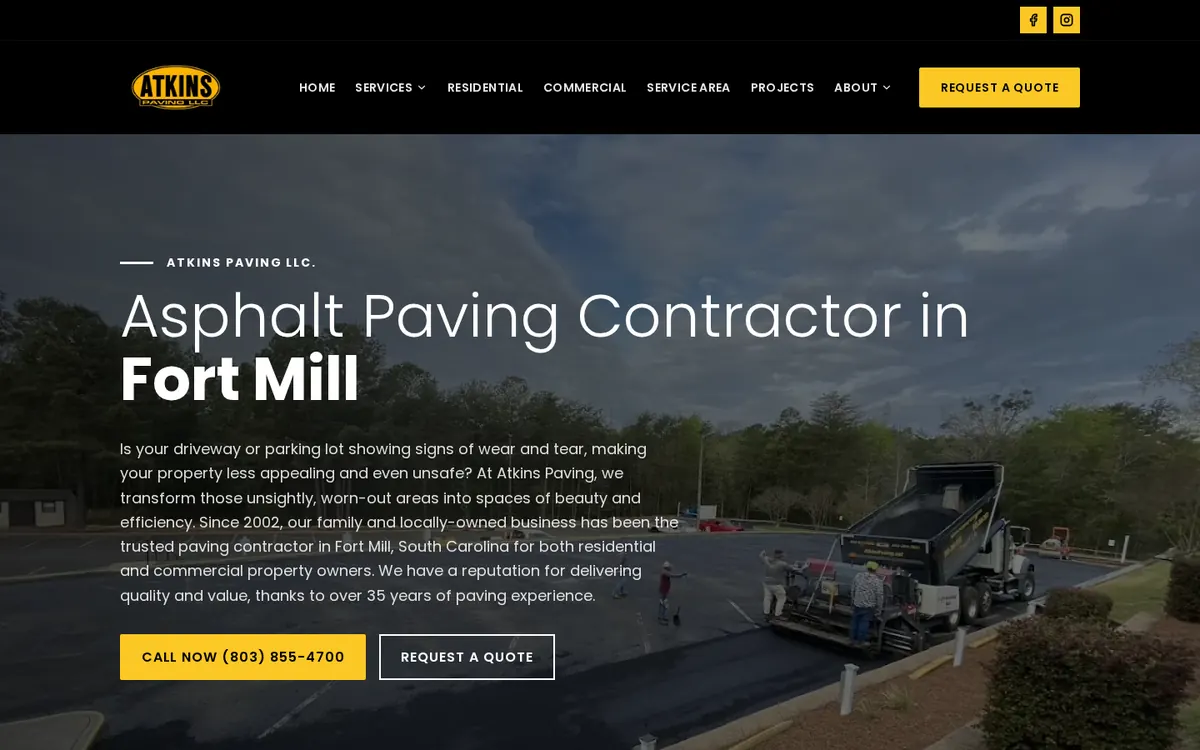 Atkins Paving homepage hero