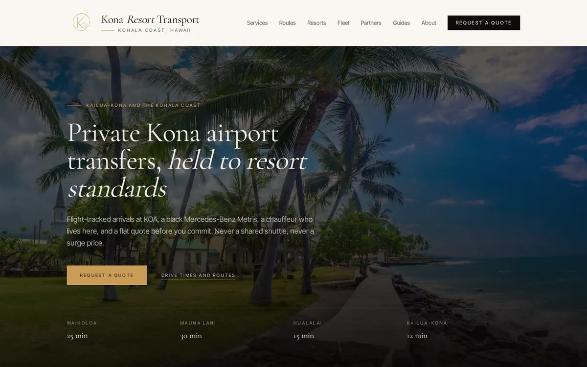 Kona Resort Transport homepage hero