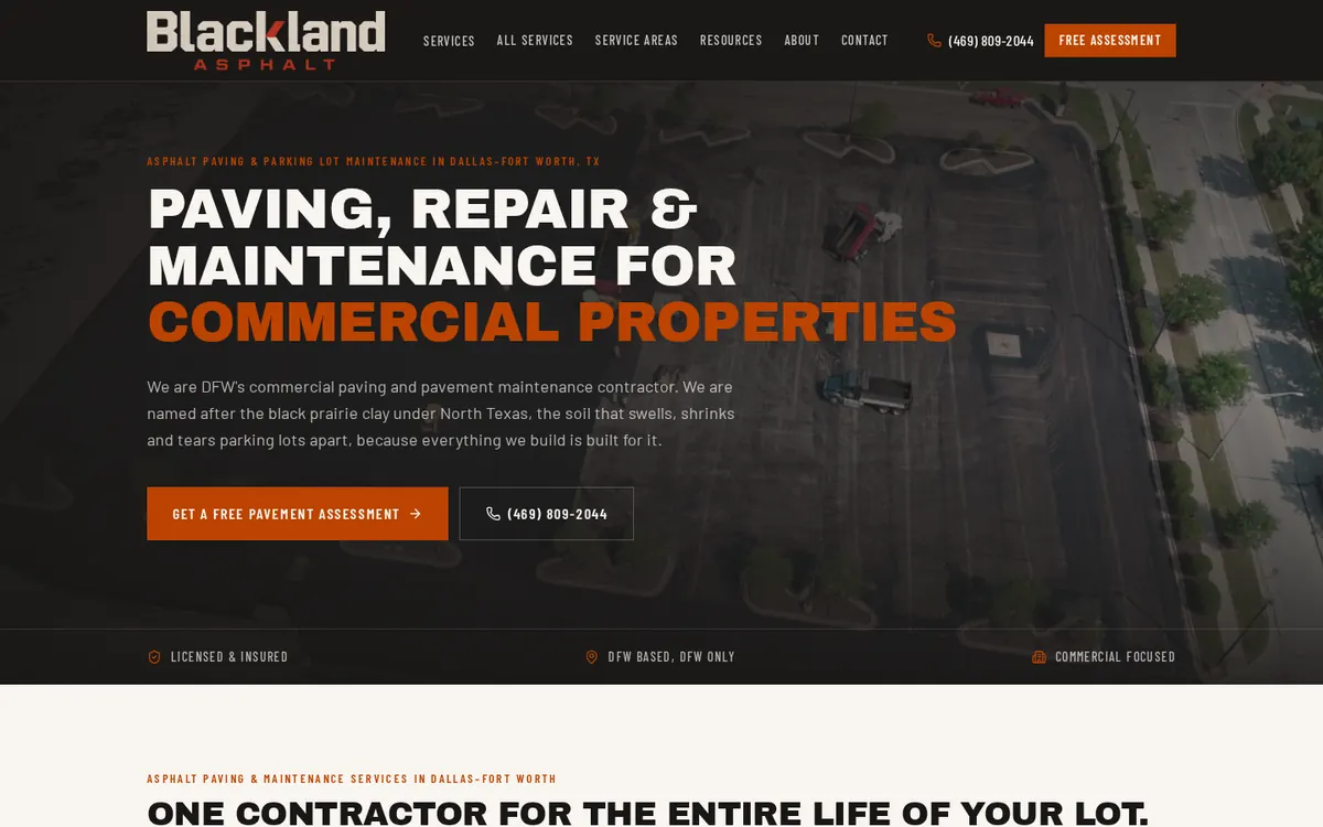 Blackland Asphalt homepage hero