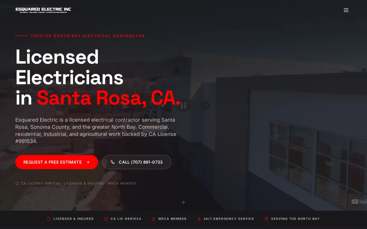 Esquared Electric homepage hero