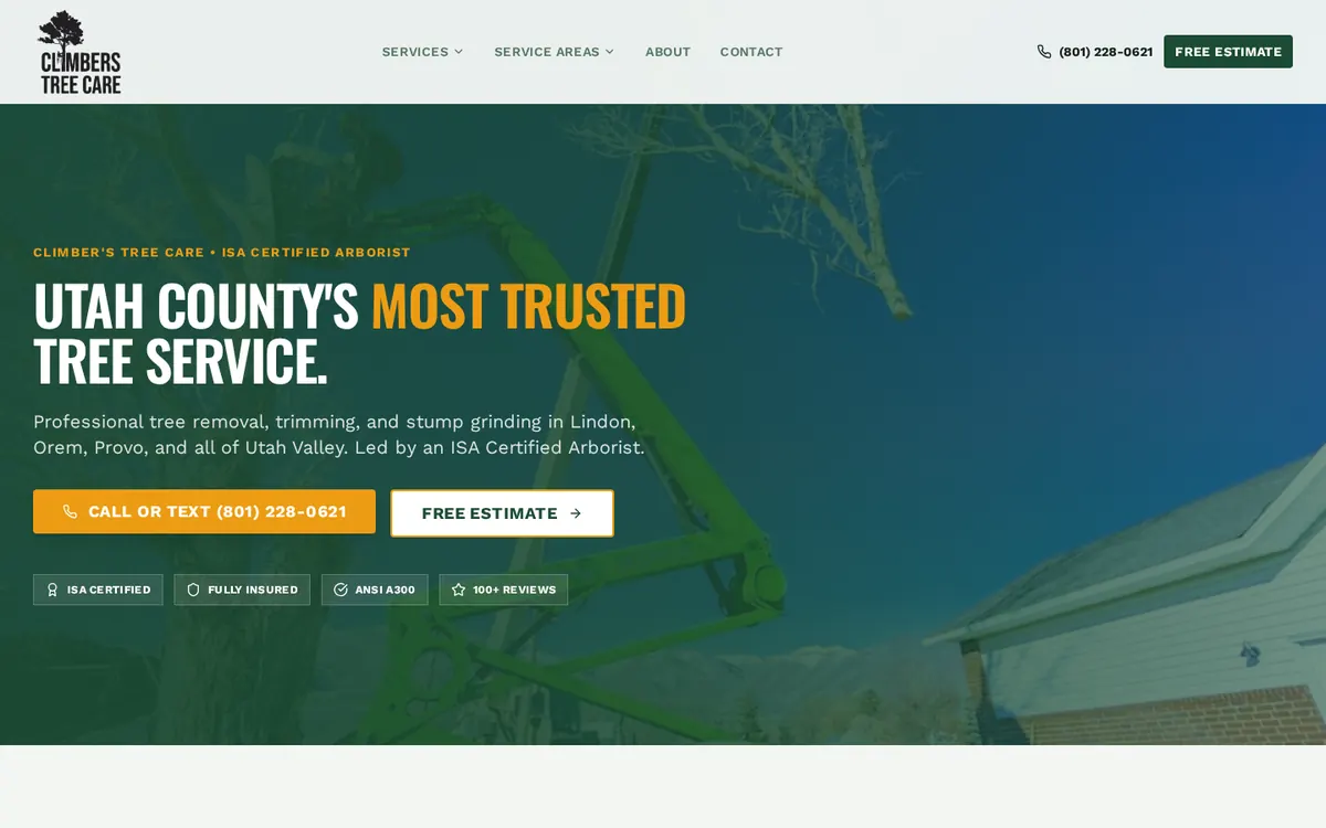 Climbers Tree Care homepage hero