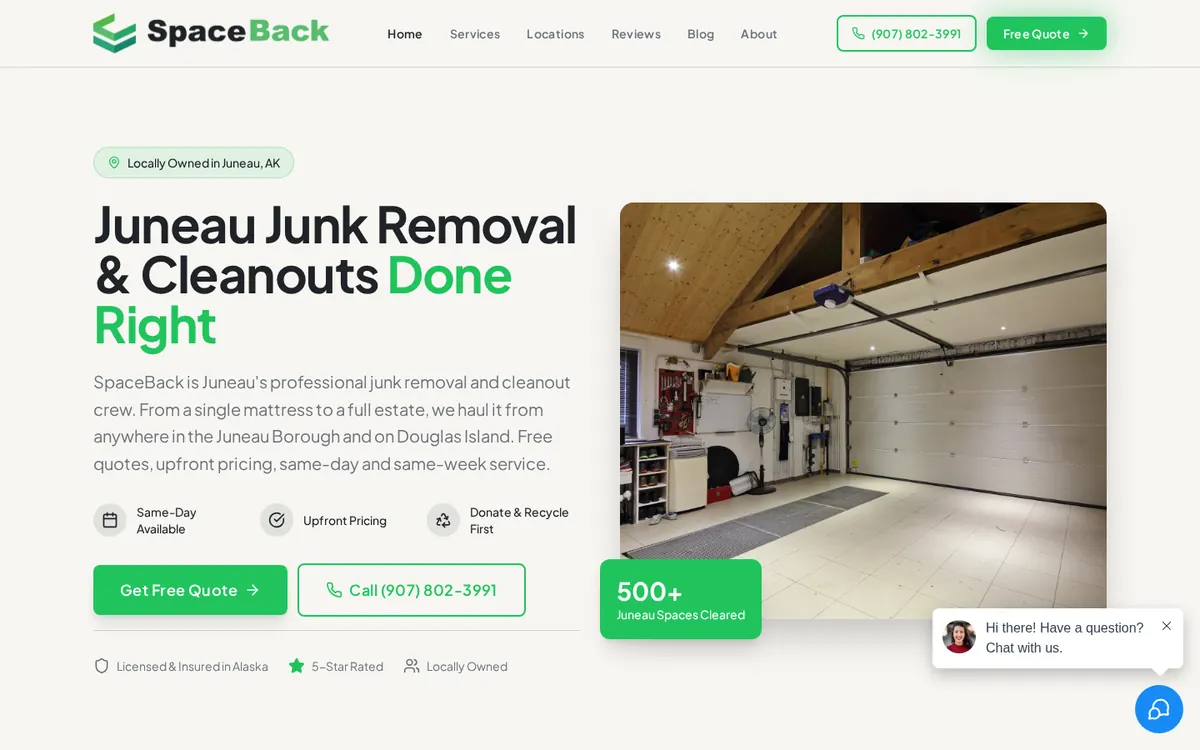 SpaceBack homepage hero