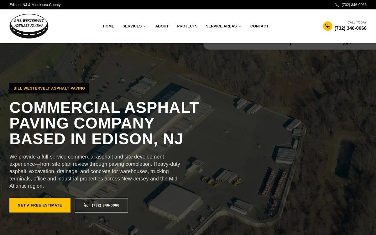 Bill Westervelt Asphalt Paving homepage hero