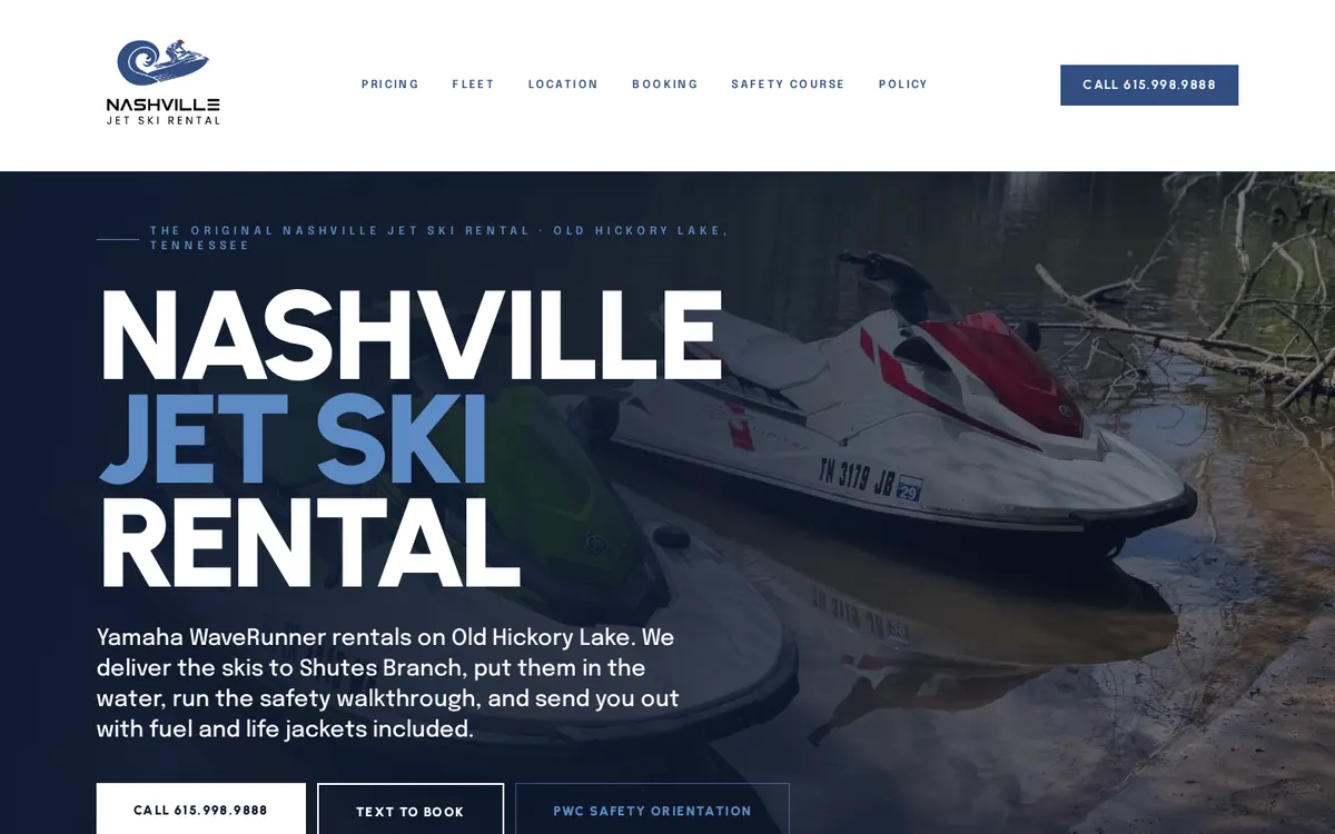 Nashville Jet Ski Rental homepage hero