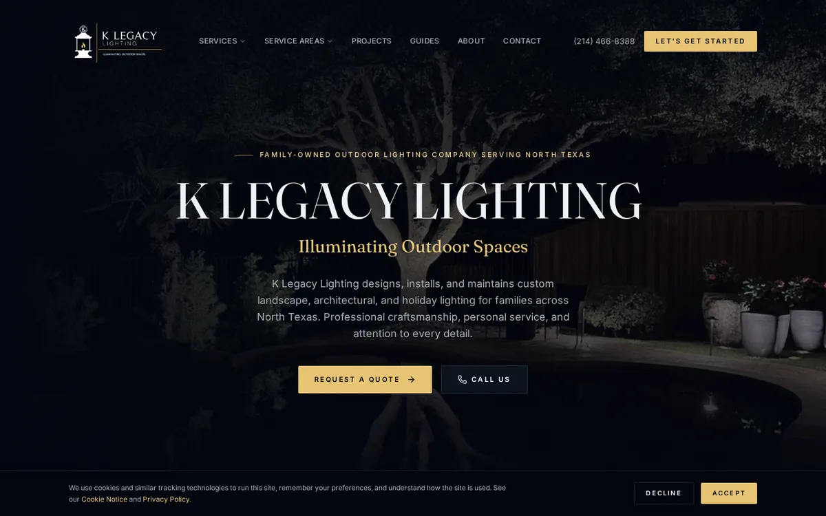 K Legacy Lighting homepage hero